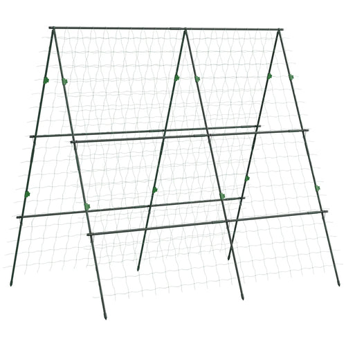 Metal Cucumber Trellis With Netting, A Frame Tomato Support, Green
