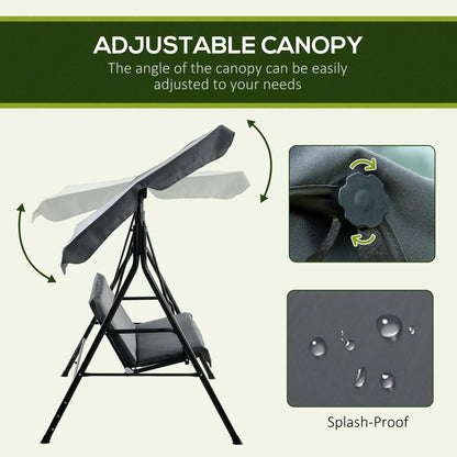 3-Seater Outdoor Porch Swing, Adjustable Canopy, Grey Porch Swings with Canopy at Gallery Canada