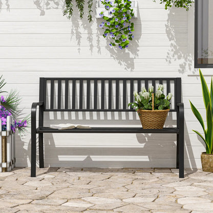 50" Steel Garden Bench, Patio Metal Chair, Outdoor Seat, Black Outdoor Benches at Gallery Canada
