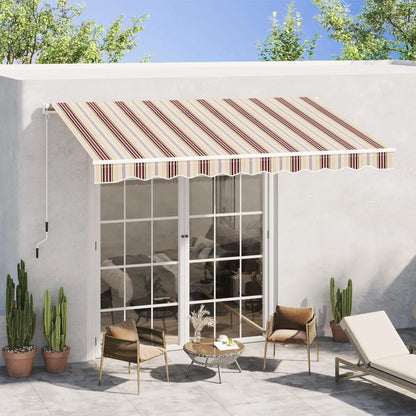 10' x 8' Manual Retractable Awning, Sun Shade Canopy, Aluminum Frame, UV Protection, Red Stripe, Red Deck Awnings at Gallery Canada