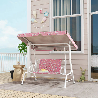 Kids Porch Swing, 2-Seater Bench With Safety Belts, Adjustable Canopy, Pink Gym Sets & Swings at Gallery Canada