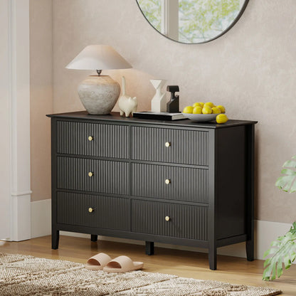 Modern 6 Drawer Dresser, Double Chest, Black Storage Cabinets at Gallery Canada