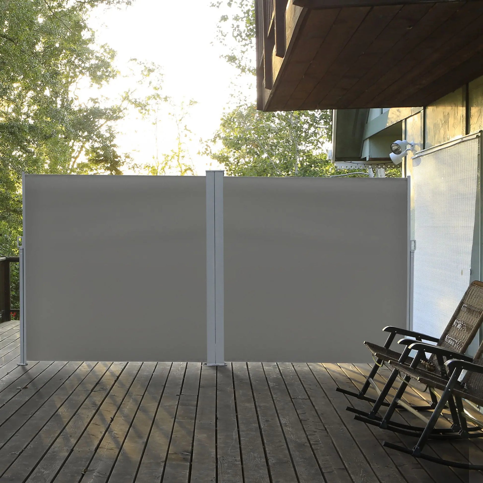 Retractable Double Side Awning, Folding Privacy Screen, Grey Side Awnings at Gallery Canada