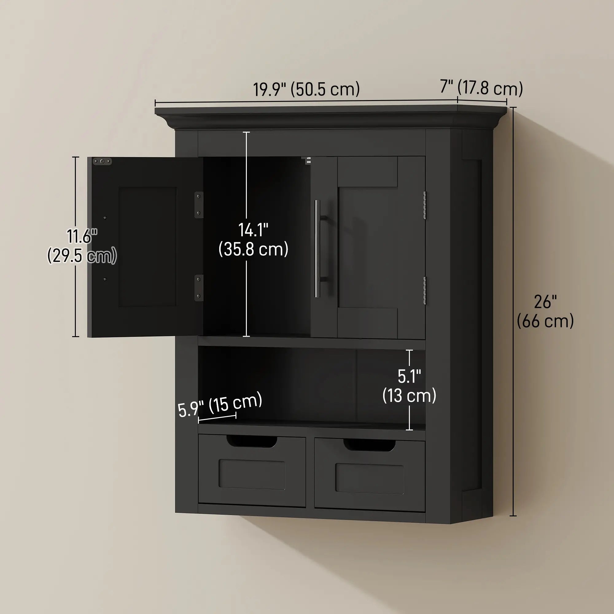 Bathroom Wall Cabinet, Medicine Cabinet, With Shelf, Black Wall Mounted Cabinets at Gallery Canada