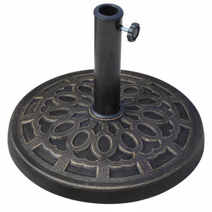 26 lbs Resin Umbrella Base, Round Market Parasol Holder, Φ1.5", Φ1.89" Pole, Bronze Umbrella Bases Bronze, Silver at Gallery Canada