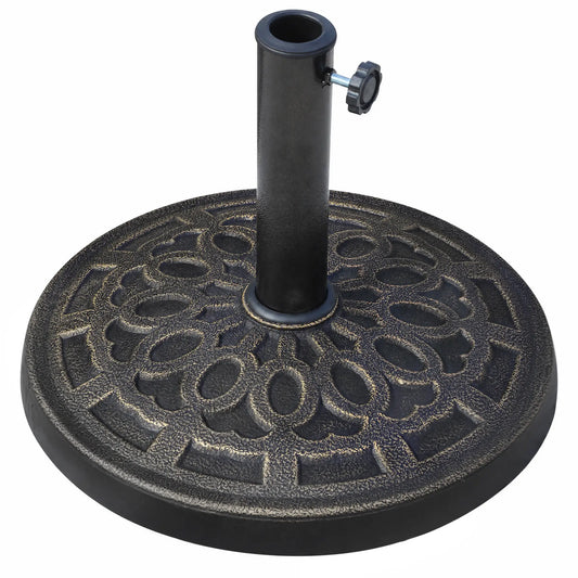 26 lbs Resin Umbrella Base, Round Market Parasol Holder, Φ1.5", Φ1.89" Pole, Bronze Umbrella Bases Bronze, Silver at Gallery Canada
