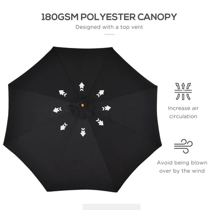 10' x 8' Wooden Patio Umbrella, Outdoor Sunshade Canopy, Black Sun Umbrellas at Gallery Canada