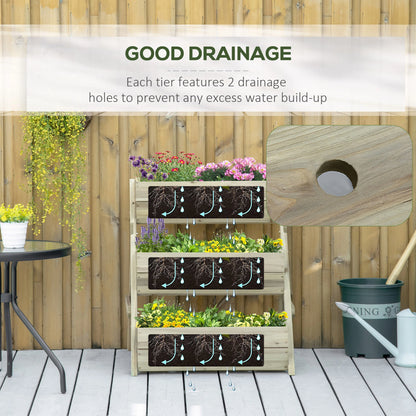 3 Tier Elevated Planter Box, Wooden Raised Garden Bed, 26" x 30" x 30", Green Elevated Garden Beds at Gallery Canada