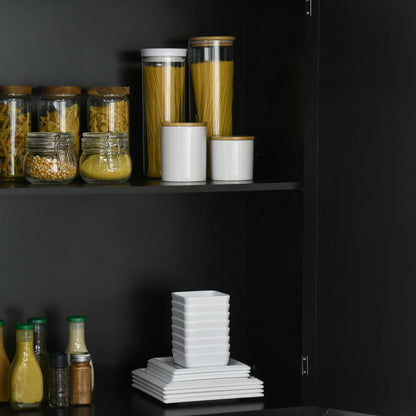 72" Kitchen Pantry Cabinet, 4-Door with Drawer, Adjustable Shelves, Black Kitchen Pantry Cabinets at Gallery Canada