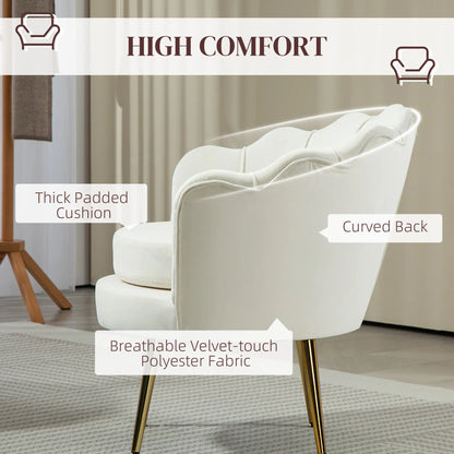 Modern Velvet Accent Chair, Gold Metal Legs, Cream White Accent Chairs at Gallery Canada