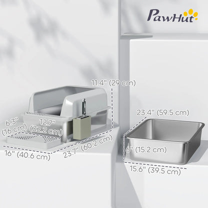 Stainless Steel Cat Litter Box, High Sided, Metal Scoop Holder, Easy Clean Cat Litter Box Enclosures at Gallery Canada