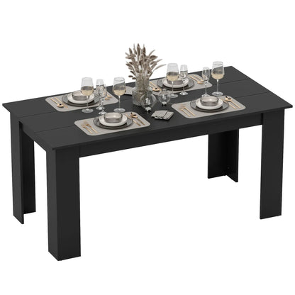 63" Kitchen Table for 4-6 People, Wood Effect, Black Dining Tables at Gallery Canada