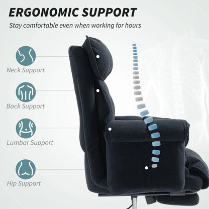 Ergonomic Desk Chair with Footrest, Adjustable Backrest, Lumbar Support, Black Executive & Manager Chairs at Gallery Canada
