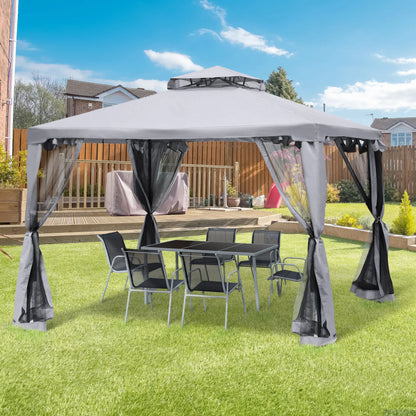 10' x 10' Gazebo, Steel Frame, Mosquito Netting, Grey Gazebos at Gallery Canada