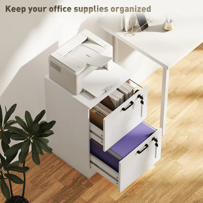 Vertical Filing Cabinet, 2 Drawers With Lock, A4 Letter Size, White Office Cabinets & Cupboards at Gallery Canada