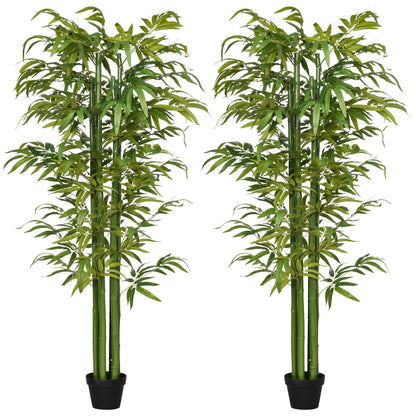 Set of 2 6 FT Artificial Bamboo Trees in Pot, Home Office Decor, Green Artificial Trees at Gallery Canada