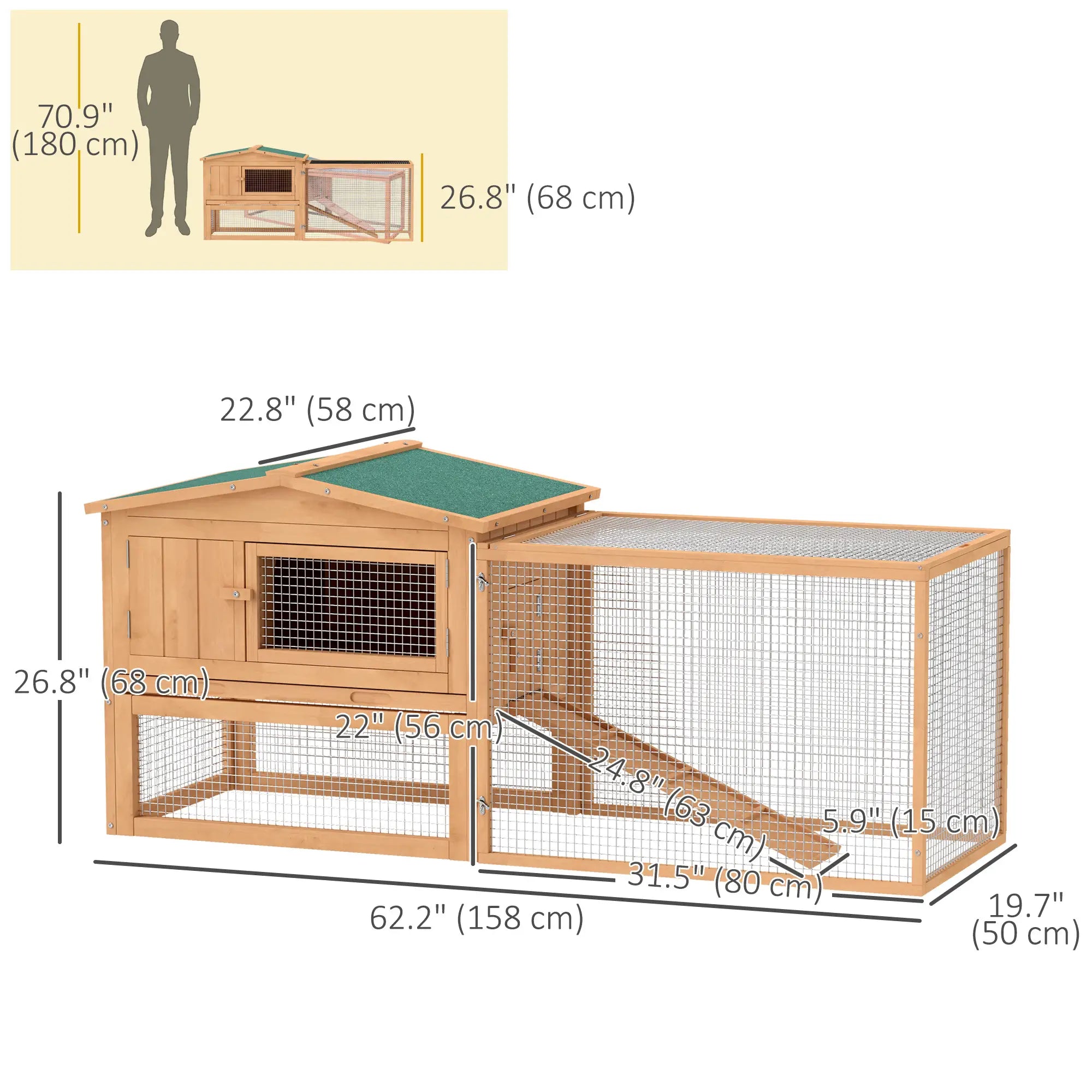 Wooden Rabbit Hutch, Bunny House Chicken Coop with Run Rabbit Hutch at Gallery Canada