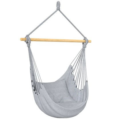 Hanging Macrame Chair With Two Seat Cushions, Grey Hanging Porch Swings at Gallery Canada