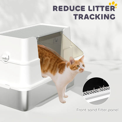 XL Stainless Steel Litter Box With Lid, Extra Large Covered Cat Litter Box Cat Litter Box Enclosures at Gallery Canada
