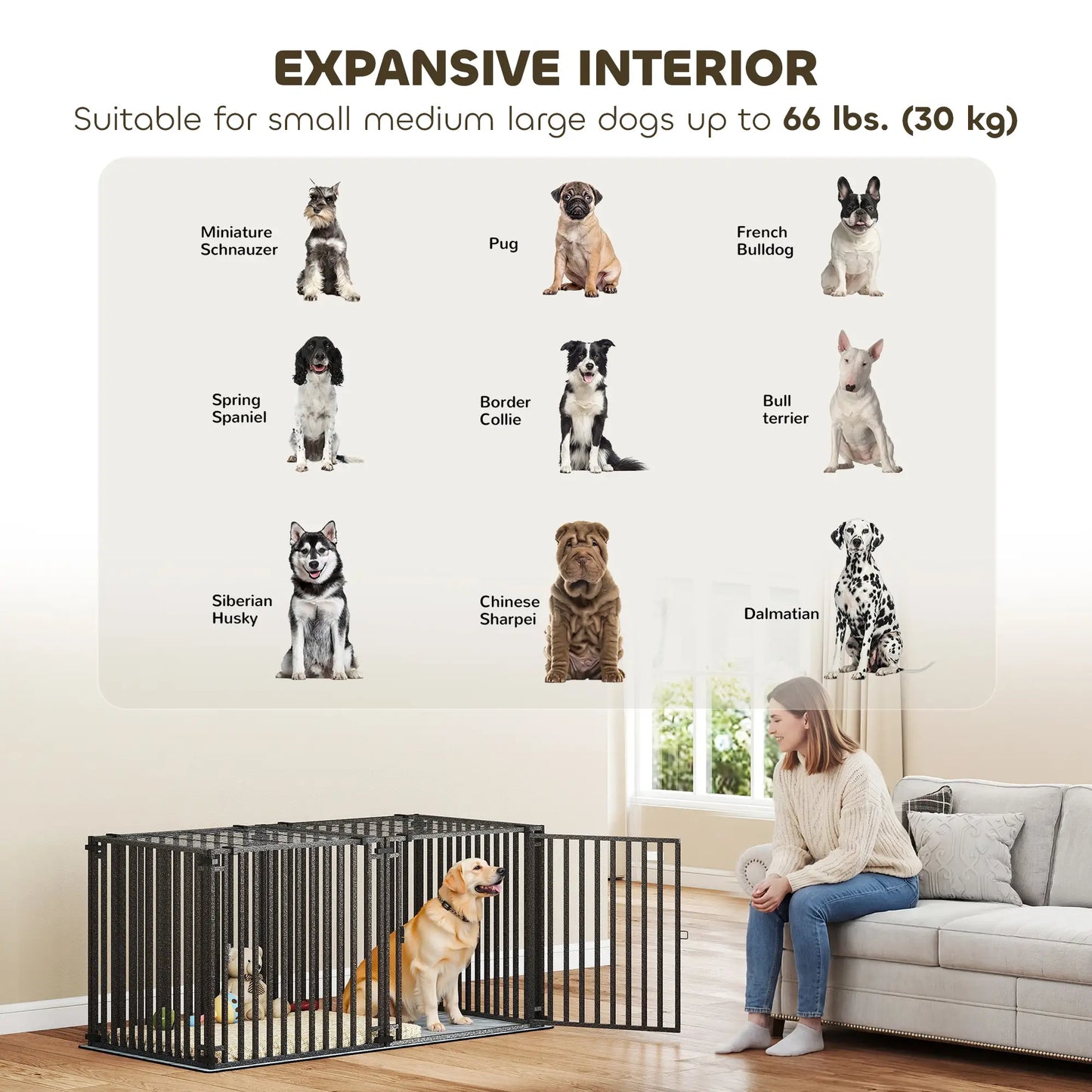 55 Inch Heavy Duty Dog Crate, Extra Large Metal Cage With Mat Dog Cages & Crates at Gallery Canada