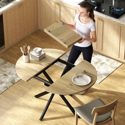 Extendable Dining Table, 39.5"-53", Natural Wood, Industrial Kitchen Table Dining Tables at Gallery Canada