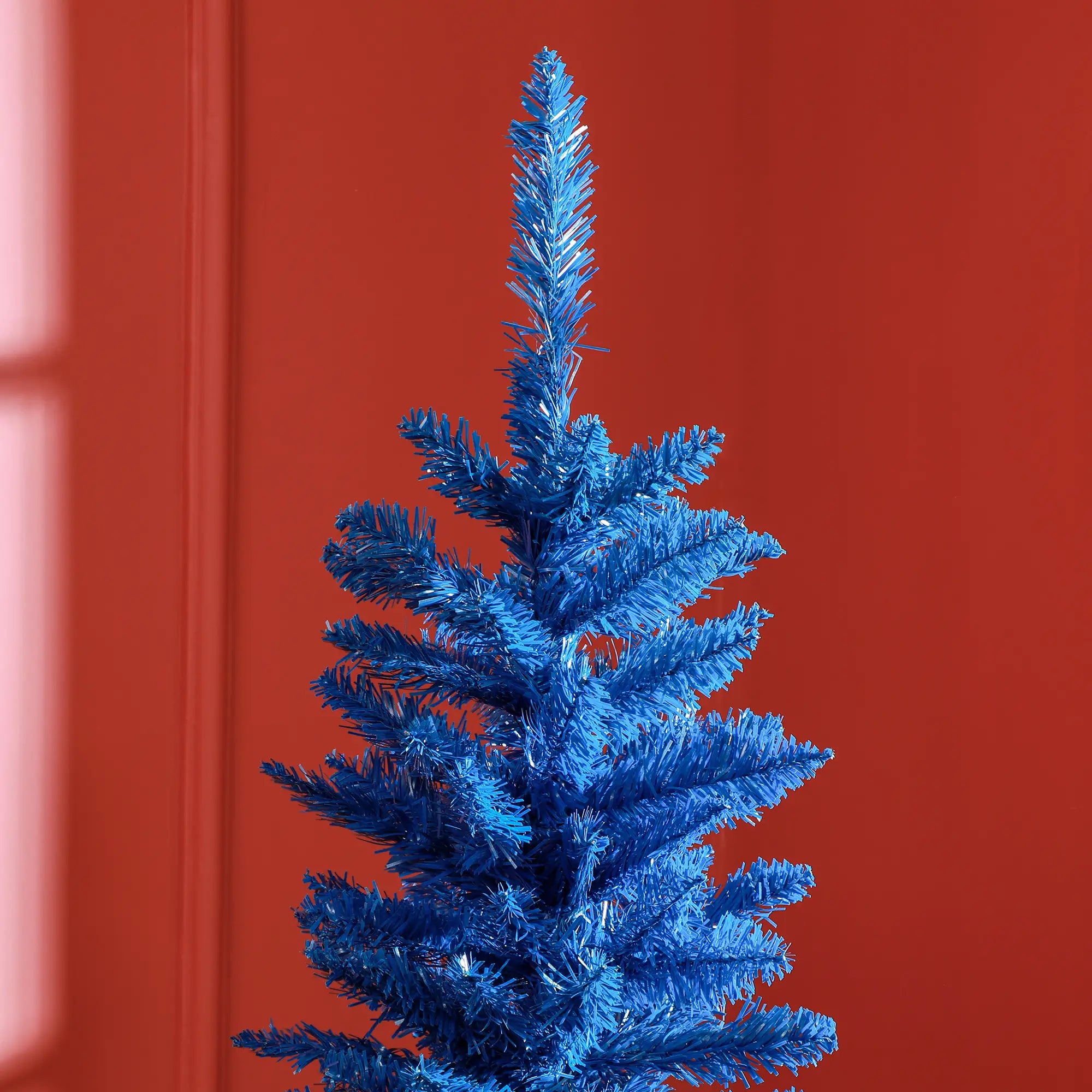 7' Slim Artificial Christmas Tree, Realistic Branches, Deep Blue Pencil Christmas Trees at Gallery Canada