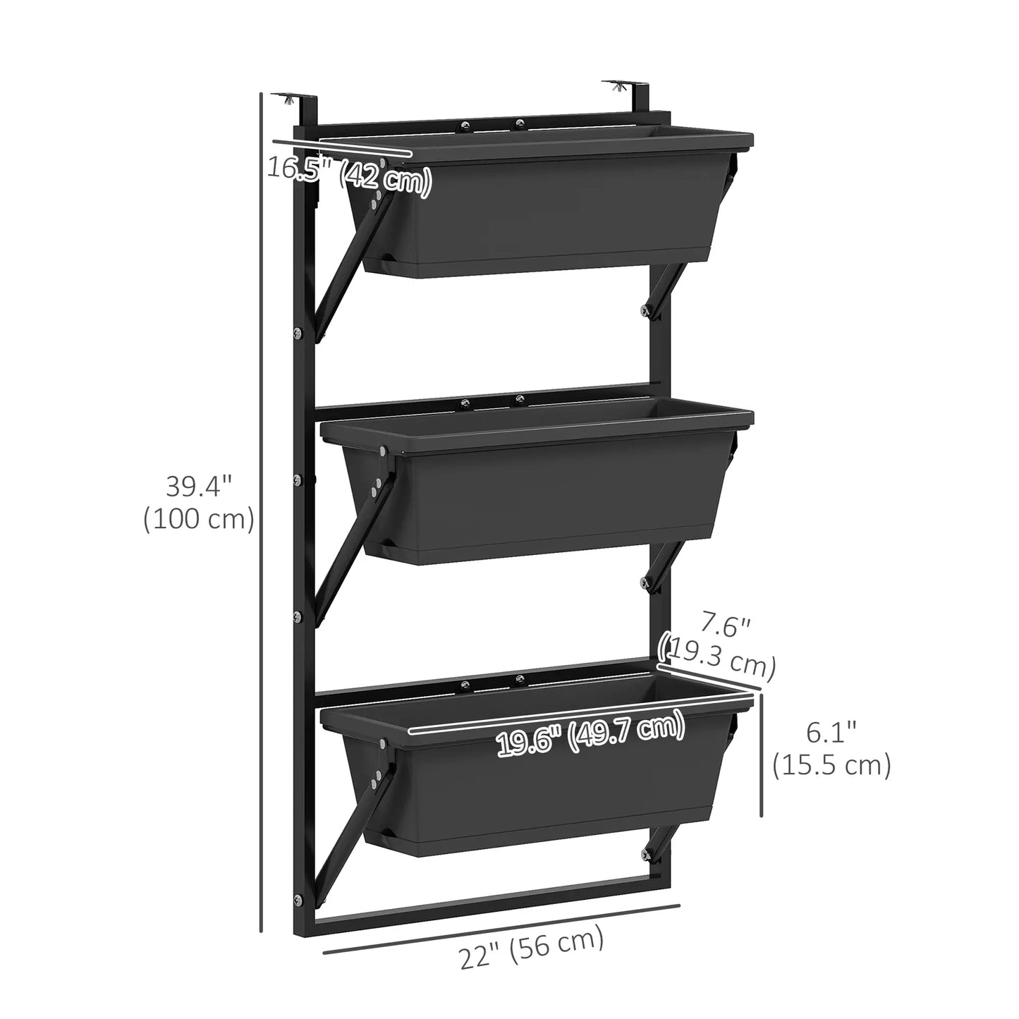 3-Tier Wall Planter Box, 3 Pots, Vertical Outdoor, Dark Grey Garden Accessories at Gallery Canada