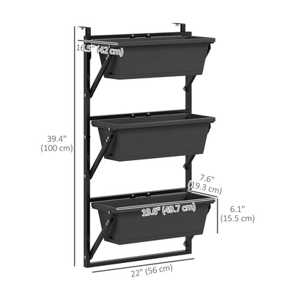 3-Tier Wall Planter Box, 3 Pots, Vertical Outdoor, Dark Grey Garden Accessories at Gallery Canada