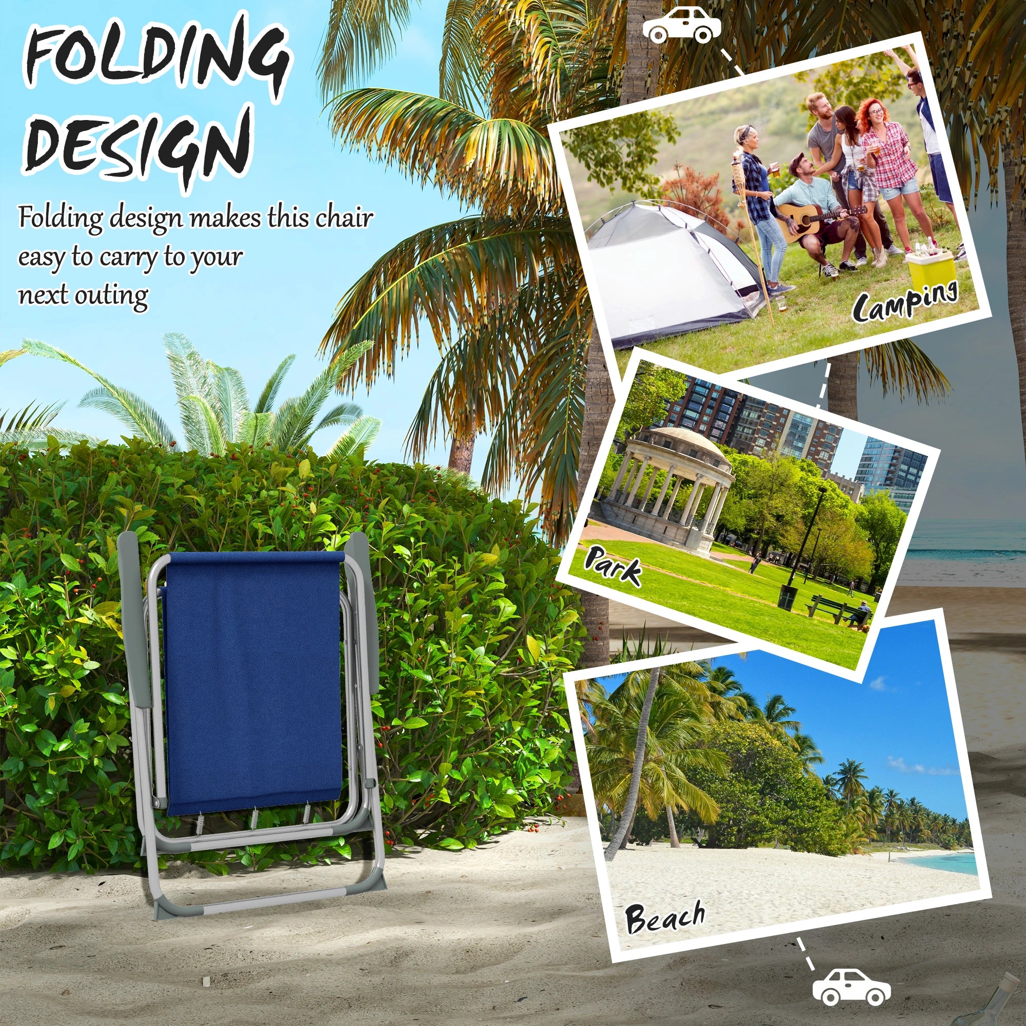 4 Pack Folding Camping Chairs, Oxford Fabric, Dark Blue Patio Chairs at Gallery Canada