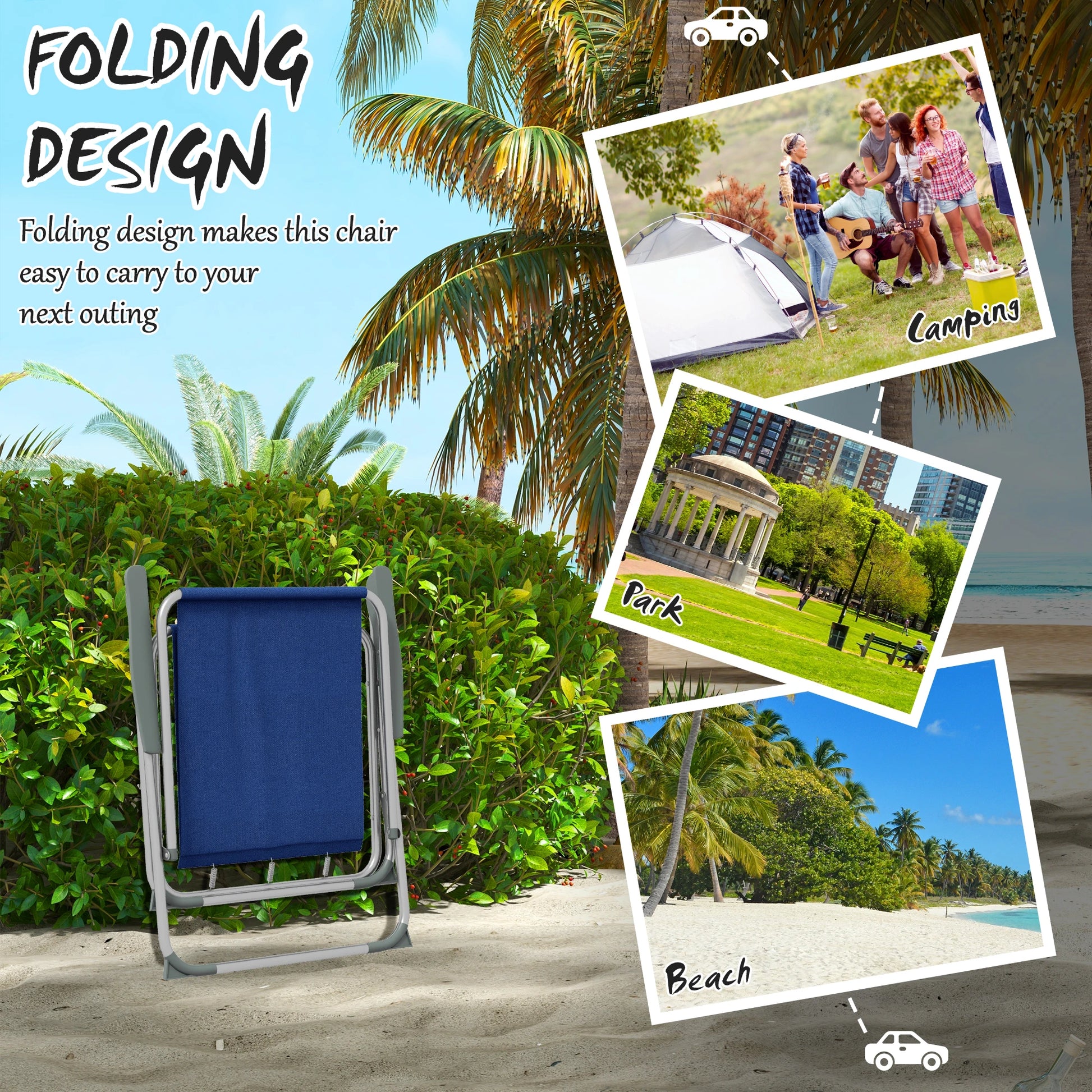 4 Pack Folding Camping Chairs, Oxford Fabric, Dark Blue Patio Chairs at Gallery Canada