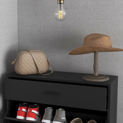 Modern Shoe Cabinet, 12 Pair Organizer, 2 Flip Doors, Adjustable Shelf, Black Shoe Storage Cabinets & Racks at Gallery Canada