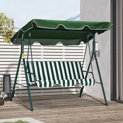 3-Seater Outdoor Porch Swing, Adjustable Canopy, White, Green Porch Swings with Canopy at Gallery Canada