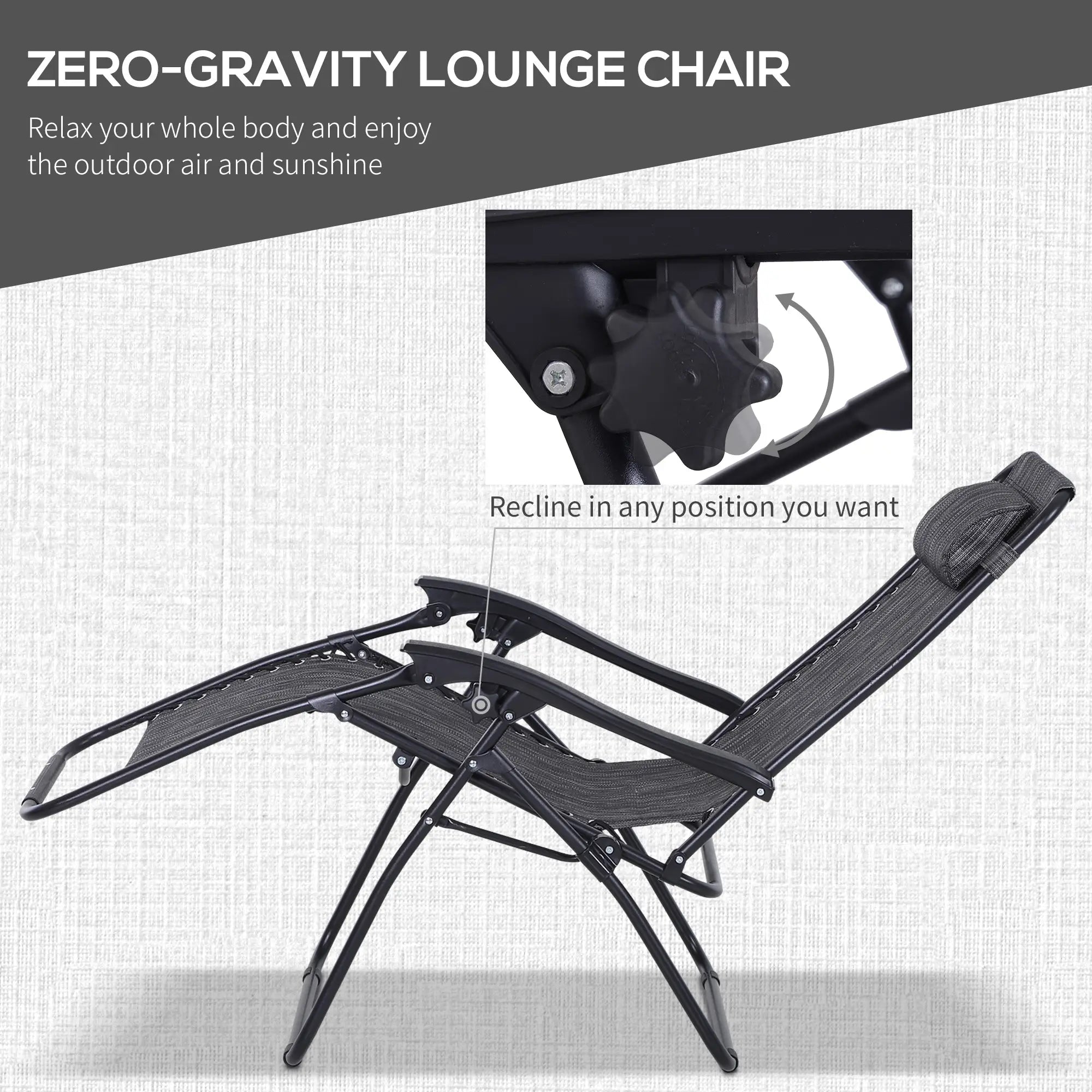 Zero Gravity Chair Set of 2, Patio Chair with Side Table, Dark Grey Lounger Chairs at Gallery Canada