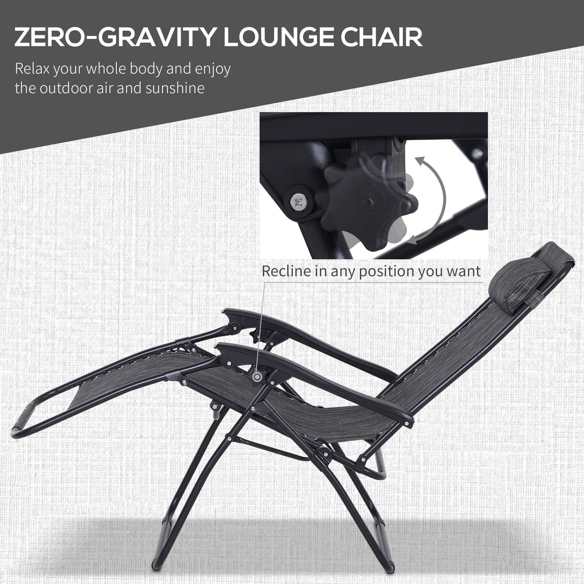Zero Gravity Chair Set of 2, Patio Chair with Side Table, Dark Grey Lounger Chairs at Gallery Canada