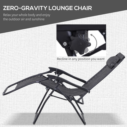 Zero Gravity Chair Set of 2, Patio Chair with Side Table, Dark Grey Lounger Chairs at Gallery Canada