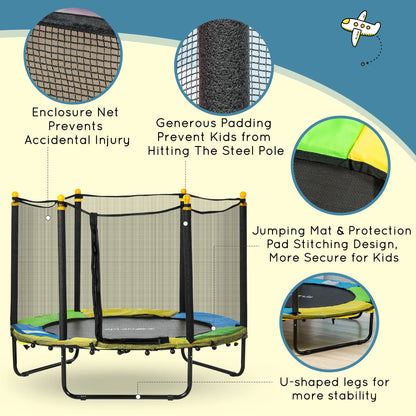 4.6FT Kids Trampoline with Enclosure Net, Indoor Outdoor, Black Trampolines at Gallery Canada