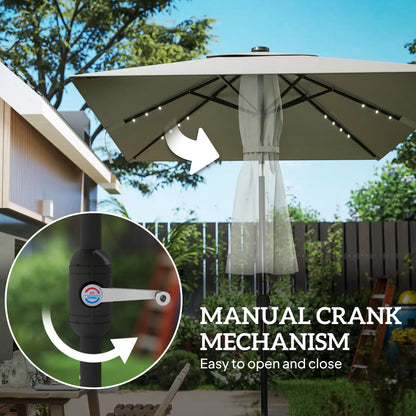 Patio Umbrella with 22 LED Solar Lights, Tilt, Light Grey Sun Umbrellas at Gallery Canada
