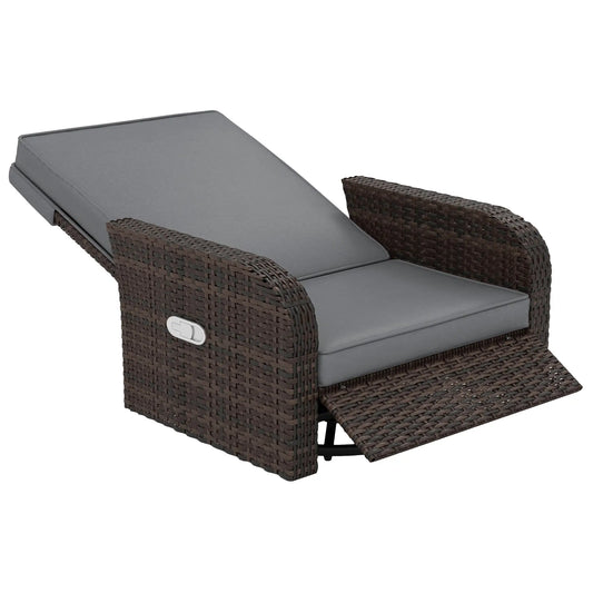 Wicker Swivel Chair With Cushion, Patio Recliner, Grey Patio Chairs Brown, Grey at Gallery Canada