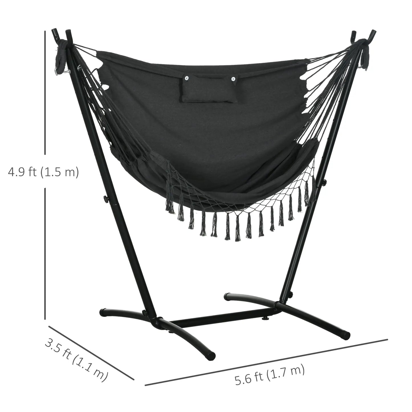 Outdoor Hammock Chair With Stand, Side Pocket And Headrest, Dark Grey Patio Swings with Stand at Gallery Canada