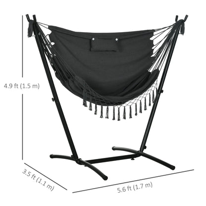 Outdoor Hammock Chair With Stand, Side Pocket And Headrest, Dark Grey Patio Swings with Stand at Gallery Canada