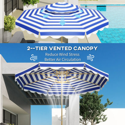 9FT Patio Umbrella, 8 Ribs, Crank, Tilt, UPF 50+, 2-Tier Vent, Blue Sun Umbrellas at Gallery Canada