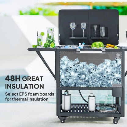 104 Quart Large Capacity Outdoor Cooler Cart, Patio Rolling Ice Chest, Black Cooler Boxes at Gallery Canada