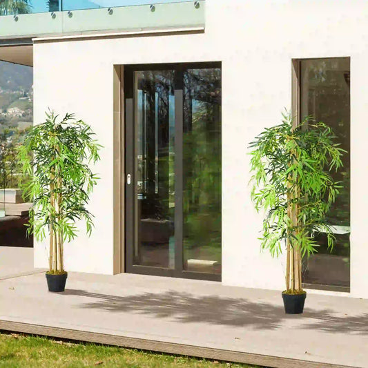 Set of 2 5FT Artificial Bamboo Trees in Pot, Home Office Decor, Green Artificial Trees Green at Gallery Canada