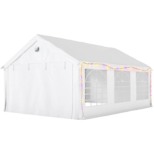 20' x 13' Party Tent, Heavy Duty Gazebo Canopy With Windows, White Canopy Tents White, Silver at Gallery Canada