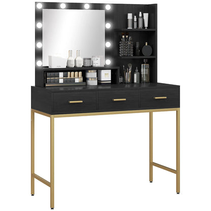 LED Vanity Table With Mirror, 3 Drawers, Black Dressing & Vanity Tables at Gallery Canada
