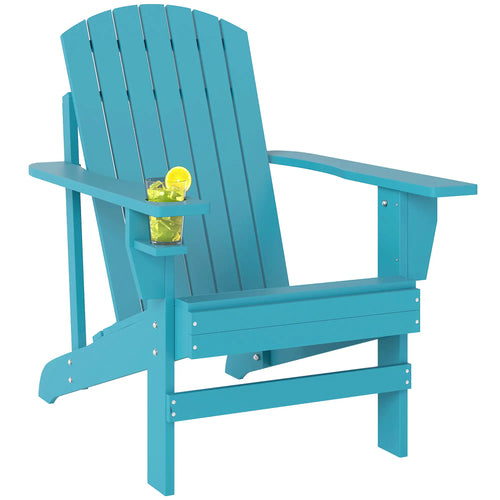 Classic Adirondack Chair, Garden Deck Chair with Cup Holder, Turquoise