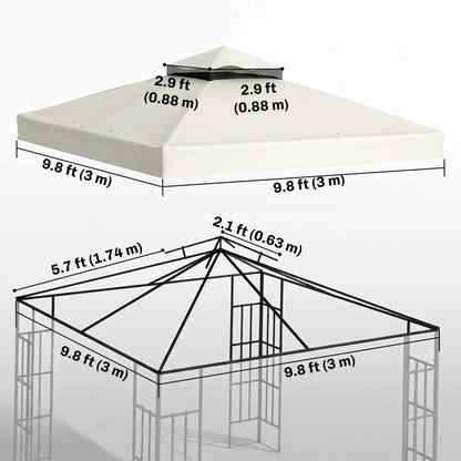 10' x 10' Gazebo Replacement Cover, UPF30+, 2-Tier Roof, Light Grey Gazebo Canopy Replacement at Gallery Canada