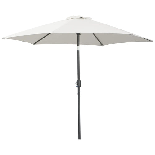 8.5' Round Aluminum Patio Umbrella, 6 Ribs, Tilt Canopy, Cream White