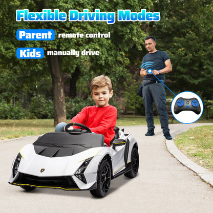 12V Lamborghini Kids Car, Remote Control, White Electric Toy Cars at Gallery Canada