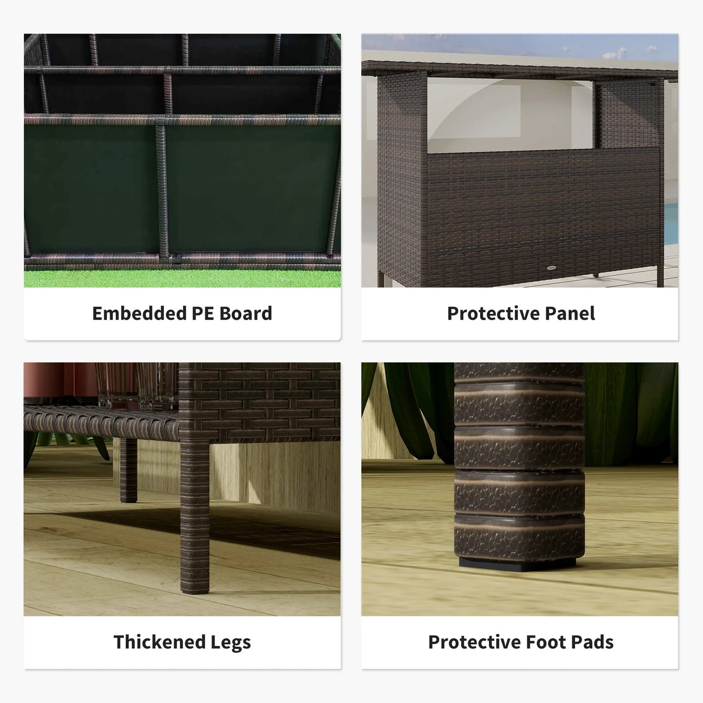 Wicker Outdoor Bar Table, PE Rattan, 2 Shelves, Steel Frame, Dark Brown Bistro Sets at Gallery Canada